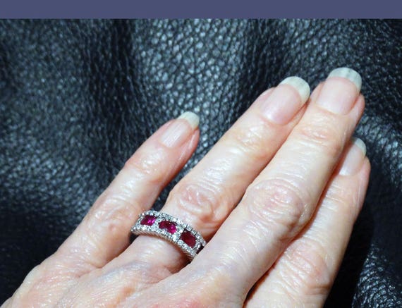 Platinum Ruby Diamond Ring, Natural Rubies - image 6