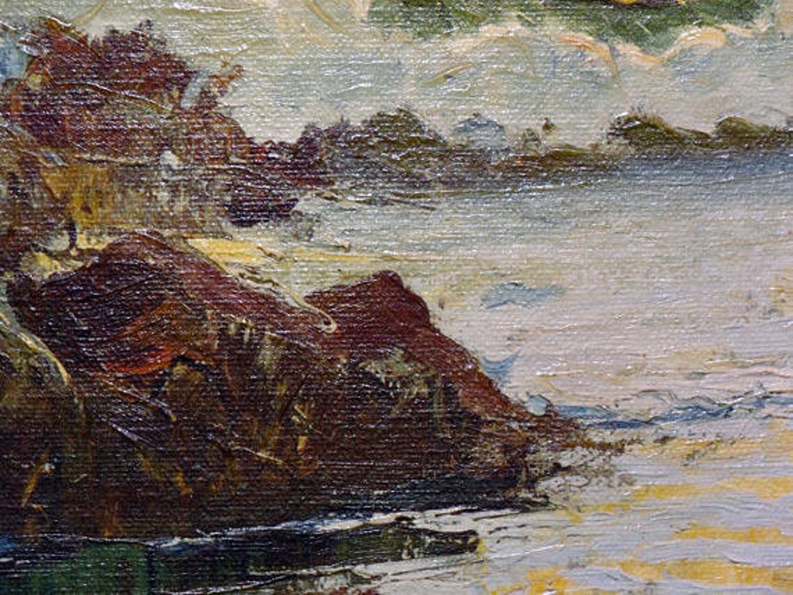 Robert Wood Seascape Painting Oil on Canvas Mid20th Century Etsy