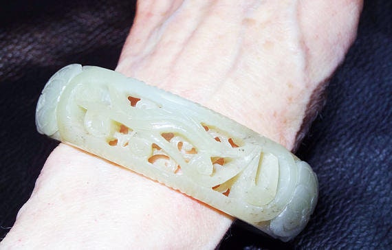Jade Bangle Bracelet, Antique Hetian Nephrite - image 4