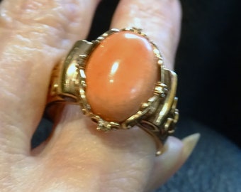 Salmon Coral Ring, Unisex Size 11