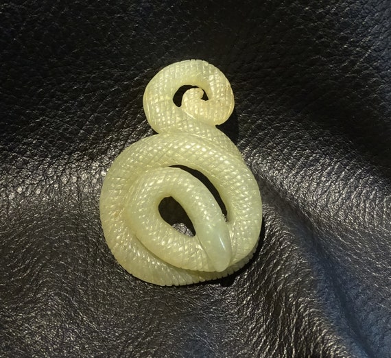Jade Snake Pendant Necklace Hetian Nephrite Qing 1800s Etsy