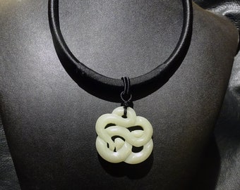 Jade Pendant Necklace, Hetian Nephrite, Qing 1800s