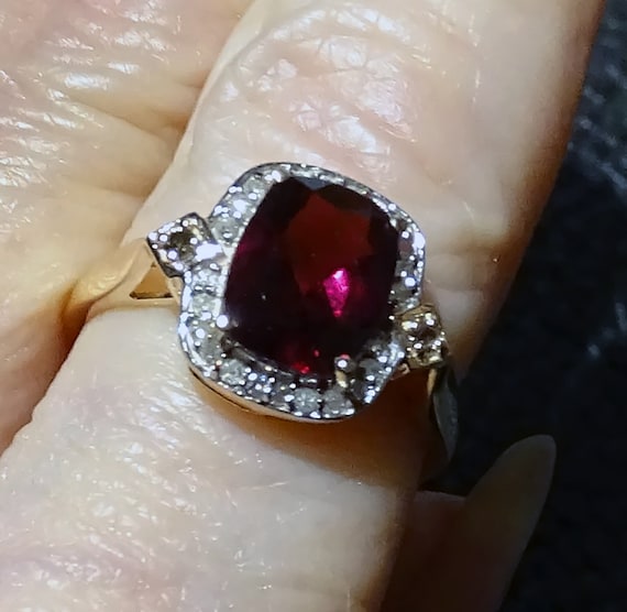 Diamond Purple Garnet Ring - image 1