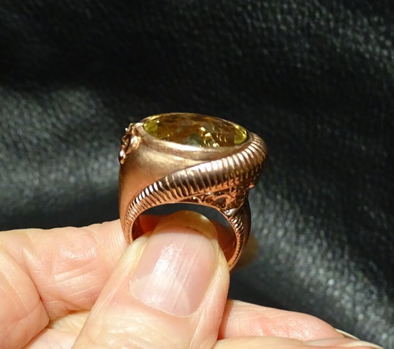 Citrine Solitaire Ring, Rose Gold over Sterling - image 6