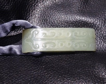 Jade Sword Guard Pendant, Carved Hetian Nephrite, Antique