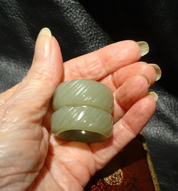 Carved Jade Ring Pendant, Hetian Nephrite, Qing D… - image 9