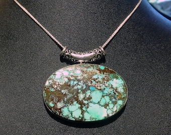 Turquoise Handmade Pendant, Natural Stone, Estate Jewelry