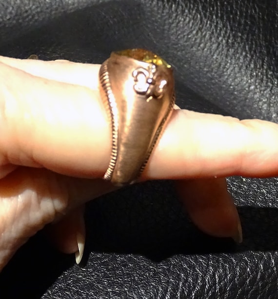 Citrine Solitaire Ring, Rose Gold over Sterling - image 3