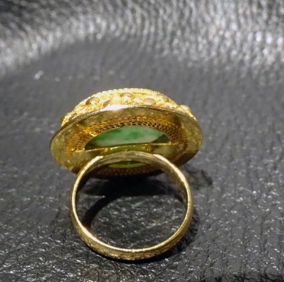 Carved Jadeite Ring, Estate Vintage - image 7