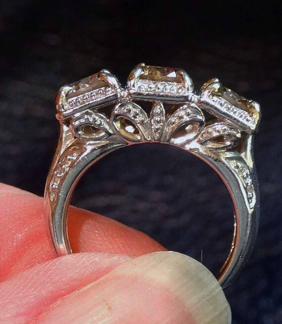 Champagne Diamond Ring, 14K White Gold - image 3