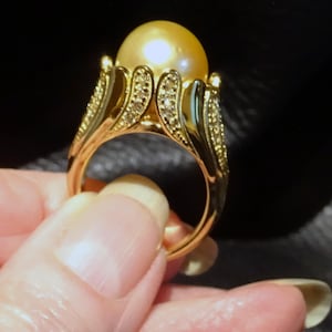 Golden South Sea Pearl Ring, Natural Color