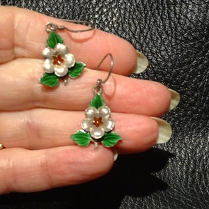 Enamel Sterling Earrings, Vintage Dangle Drops