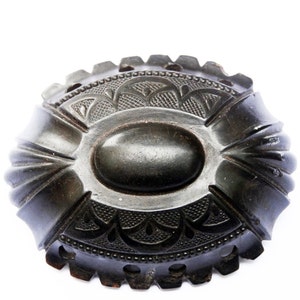 Victorian Brooch Pin, Vulcanite Rare image 1
