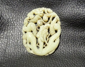 Carved Jade Pendant, Hetian Nephrite, Qing Dynasty 1800s