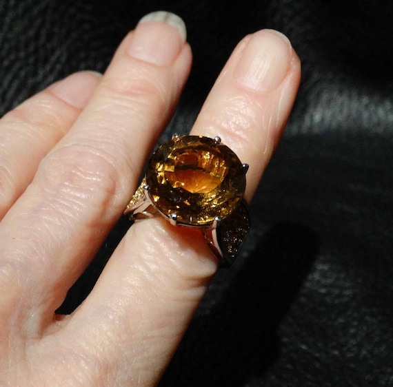 Citrine Sapphire Ring, Madera Citrine, Golden Sap… - image 1