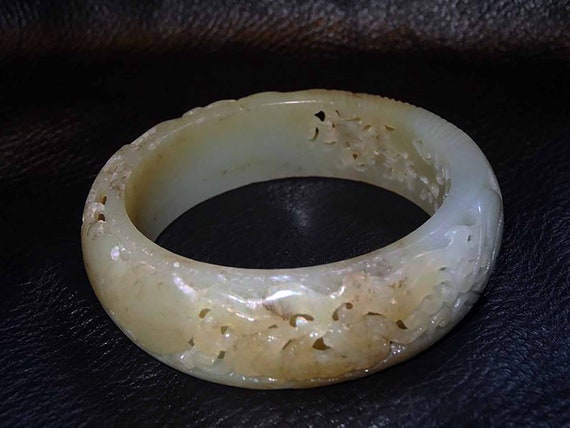 Jade Bangle Bracelet, Antique Hetian Nephrite - image 7