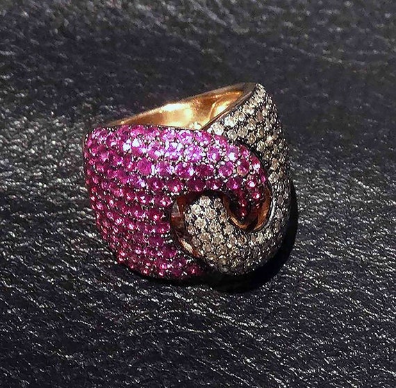 Pink Sapphire Diamond Ring, Chocolate Diamonds - image 10