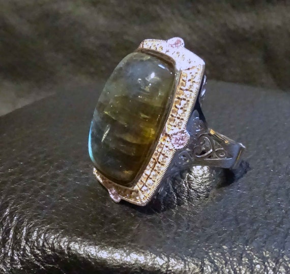 Labradorite Statement Ring, Sapphire, Sterling - image 5