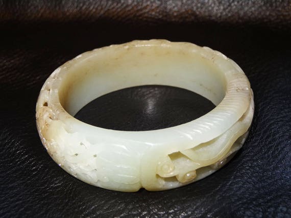 Jade Bangle Bracelet, Antique Hetian Nephrite - image 8