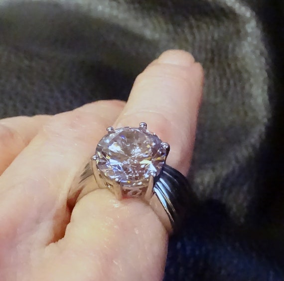 Solitaire CZ Ring, Platinum over Sterling, AAA Qu… - image 9