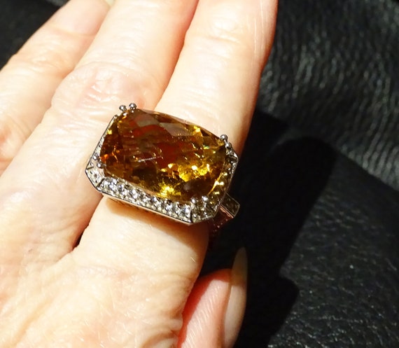 Citrine Statement Ring, Sterling Silver