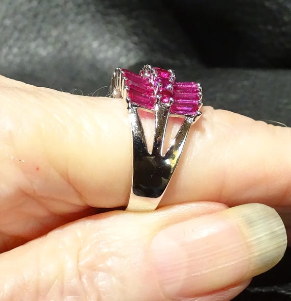 Lab Ruby Ring, Sterling Silver, Size 7 - image 8