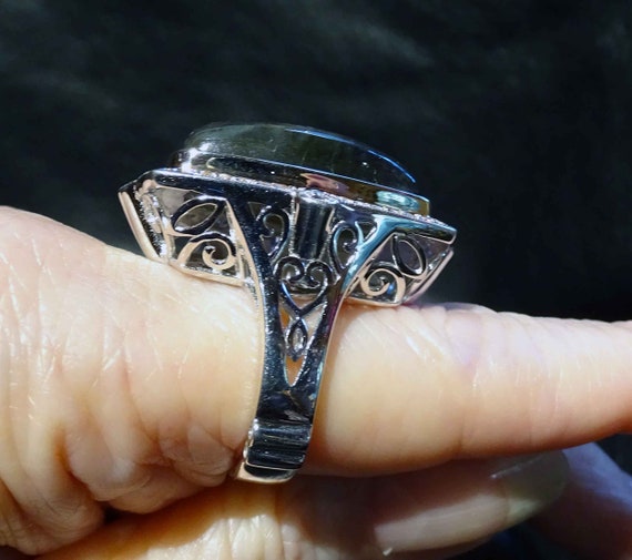 Labradorite Statement Ring, Sapphire, Sterling - image 7