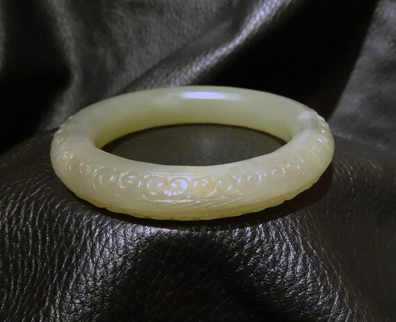 Jade Bangle Bracelet, 56 mm, Antique 1800s - image 6