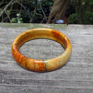 Antique Jade Bangle, Yellow Nephrite, Estate Jewelry
