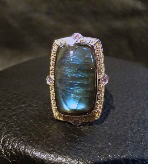 Labradorite Statement Ring, Sapphire, Sterling - image 6