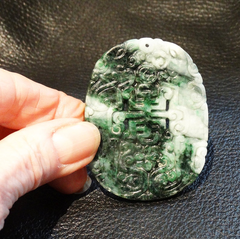 Spinach Jade Pendant Carved Natural Jadeite No Dye Vintage Etsy