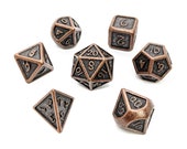 Aged Copper Metal Dice Set Polyhedral Dice Set Dungeons and Dragons Pathfinder Role Playing Dice RPG Gift for Geeks