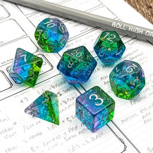 Merfolk Dice Set 7pc Resin Polyhedral Dice Set for Tabletop Role Playing Games such as Dungeons and Dragons DnD, D&D image 1