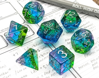 Merfolk Dice Set | 7pc Resin Polyhedral Dice Set for Tabletop Role Playing Games such as Dungeons and Dragons (DnD, D&D)