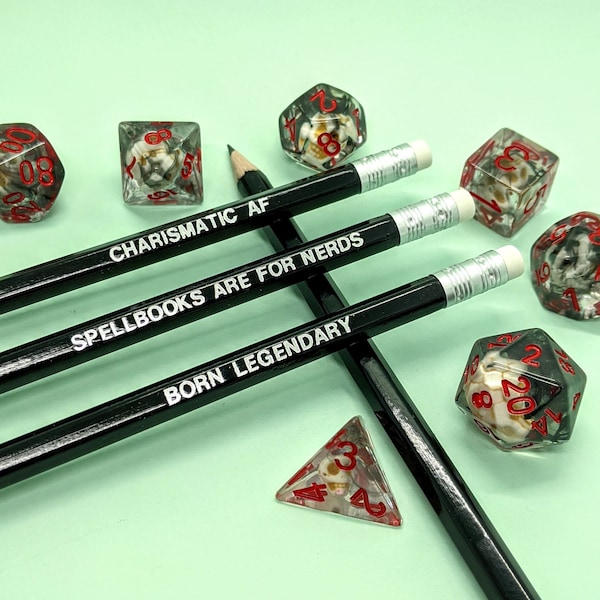 Sorcerer Class D&D Pencil Set | Born Legendary | Dungeons and Dragons | RPG | DnD | Roll for Initiative | 5e