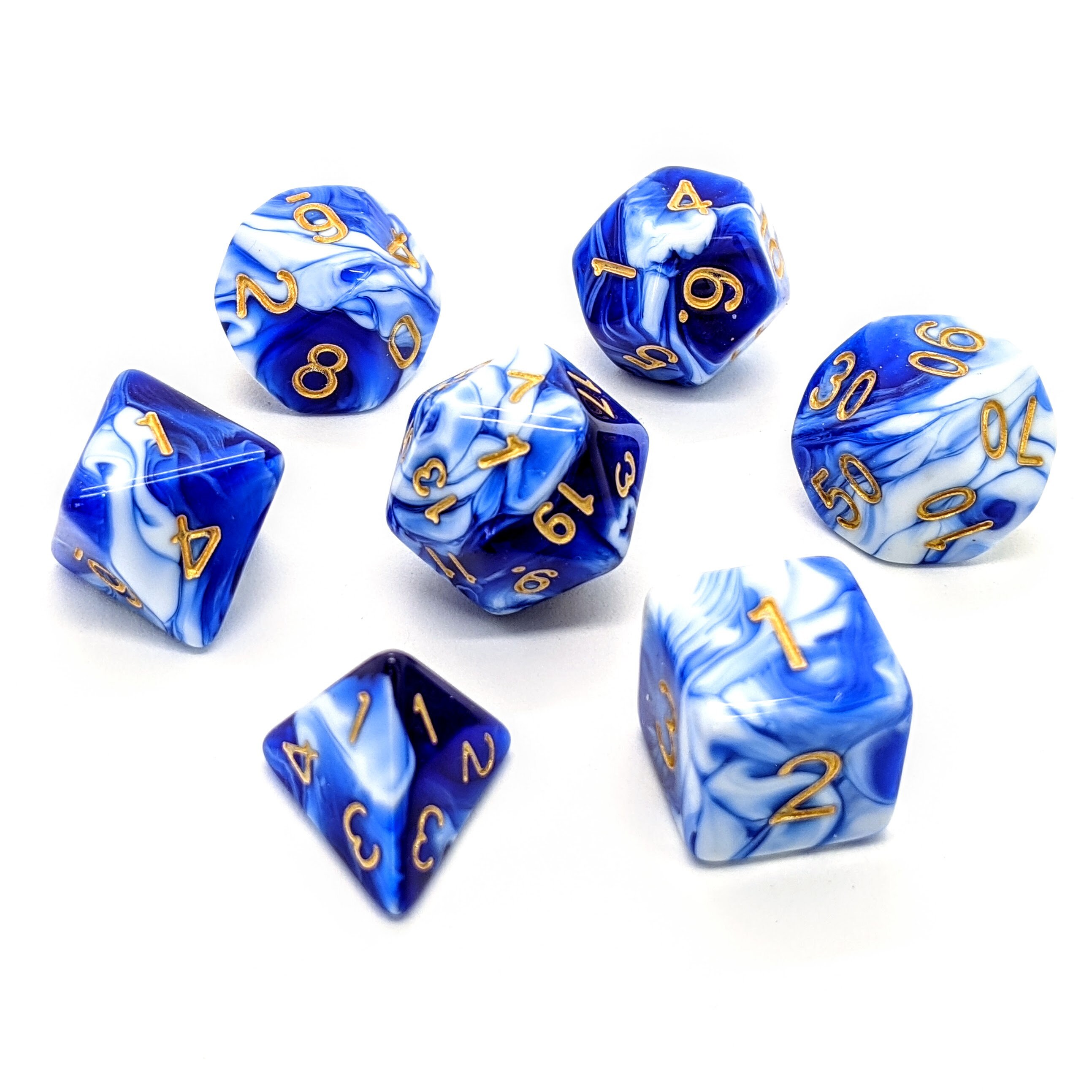 Blue Marble Dice Set Polyhedral Dice Set Dungeons and Etsy UK