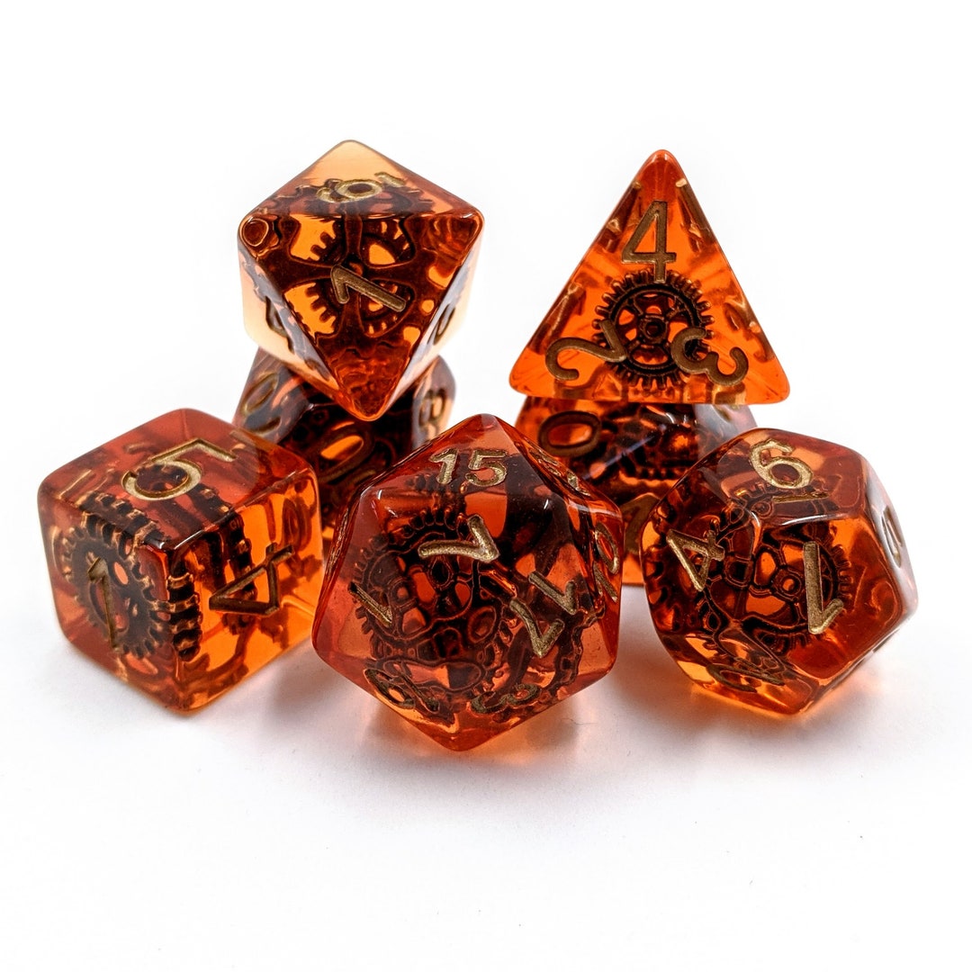 Steampunk Amber Dice Set 7pc Resin Polyhedral Dice Set for Etsy UK