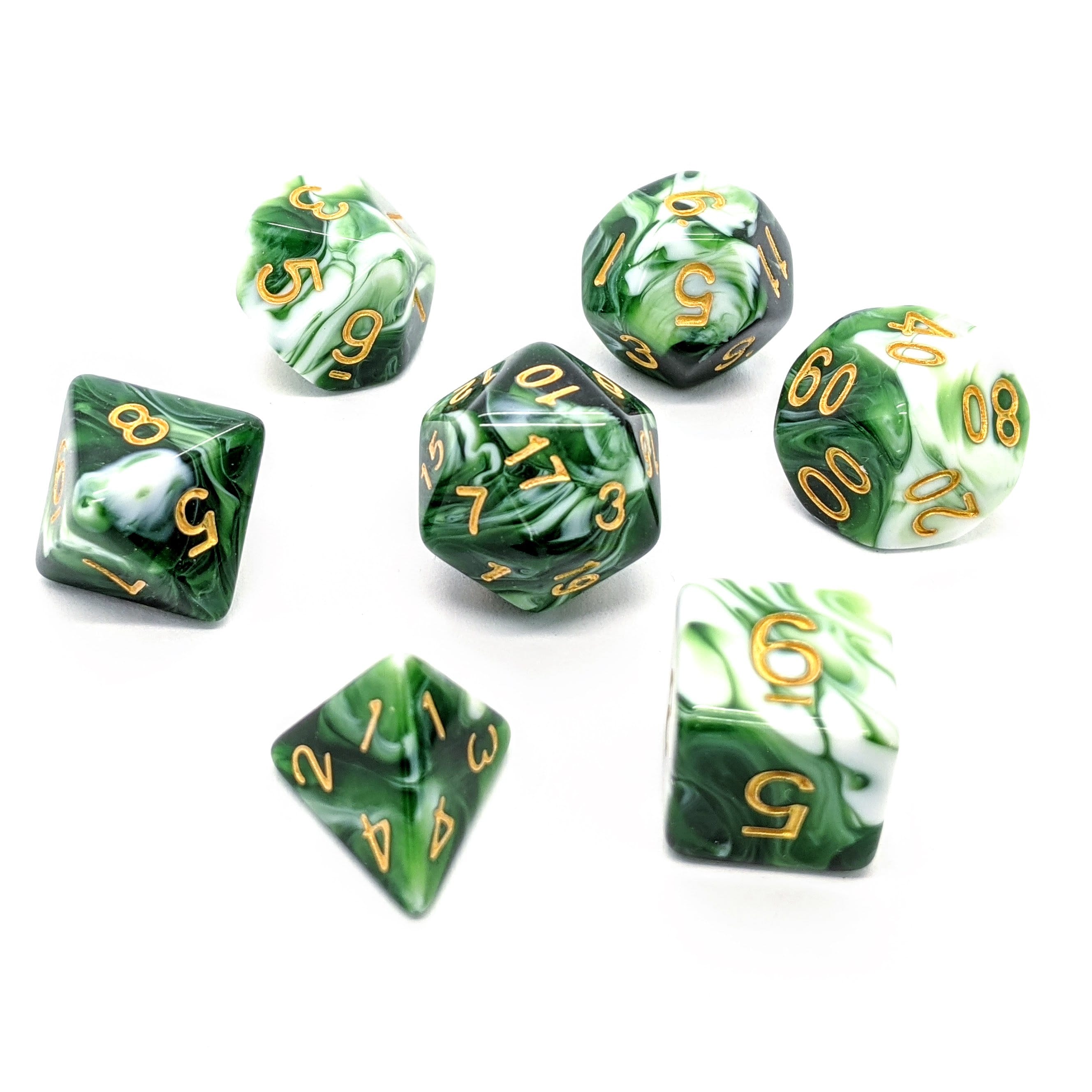 Green Marble Dice Set Polyhedral Dice Set Dungeons and Etsy UK
