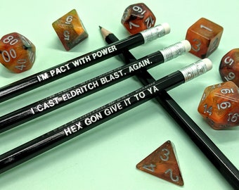 Juego de lápices de la clase Brujo para D&D: Dungeons and Dragons y juegos de rol de mesa.