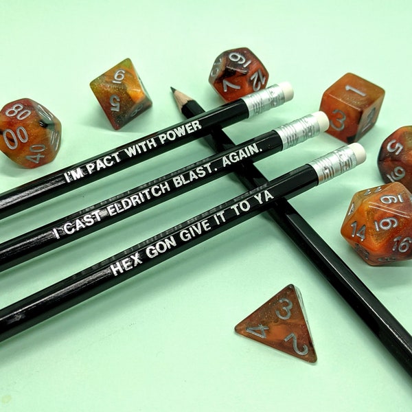 Warlock Class D&D Pencil Set | Eldritch Blast | Dungeons and Dragons | RPG | DnD | Roll for Initiative | 5e