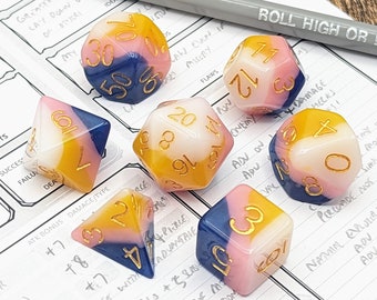 Summer Layers Dice Set | 7pc Resin Polyhedral Dice Set for Tabletop Role Playing Games such as Dungeons and Dragons (DnD, D&D)