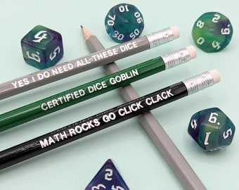 Dice Goblin Pencil Set | Dungeons and Dragons | RPG | DnD | Gift for Geeks | Dungeon Master | Roll for Initiative | Critical Role