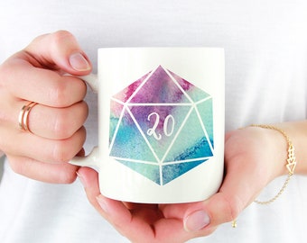 D20 Würfel Becher: Dungeons and Dragons Tabletop RPG Keramikbecher