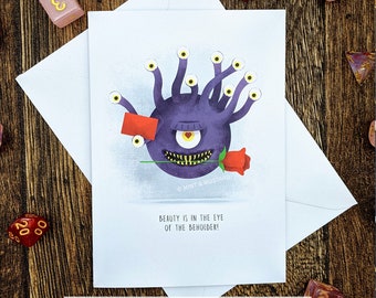 Beautiful Beholder Card | Dungeons and Dragons | Geeky D&D card for a loved one on Valentines day, anniversaries or just because!