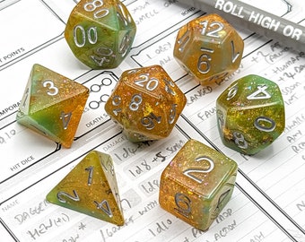 Feywild Dunes Dice Set | 7pc Resin Polyhedral Dice Set for Tabletop Role Playing Games such as Dungeons and Dragons (DnD, D&D)