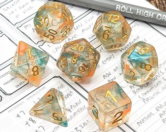 Koi Pond Dice Set | 7pc Resin Polyhedral Dice Set for Tabletop Role Playing Games such as Dungeons and Dragons (DnD, D&D)