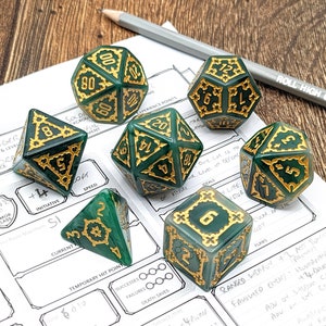 Behemoth Jade Oversized Dice Set | Giant Polyhedral Dice Set | Decorative Dice Set | Dungeons and Dragons | DnD | D&D | RPG