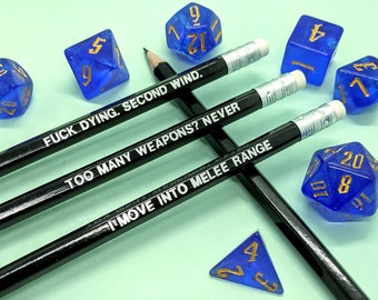 Fighter Class D&D Pencil Set | Second Wind | Dungeons and Dragons | RPG | DnD | Roll for Initiative | 5e