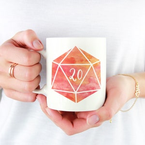 D20 Dice Mug Colour Options 11oz White Ceramic Coffee Mug Dungeons and Dragons RPG Gift for Geeks image 3