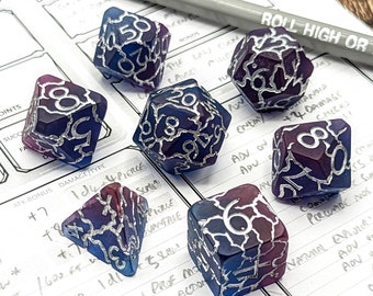 Fractured Sky Dice Set | 7pc Matte Resin Polyhedral Dice Set for Tabletop Role Playing Games such as Dungeons and Dragons (DnD, D&D)